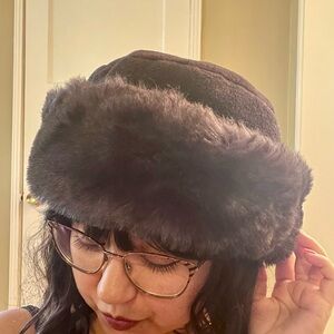 Black Faux Fur Winter Hat